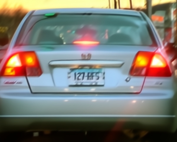 The same plate, deblurred. The characters are now readable.